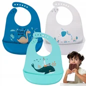 Śliniaki i fartuszki - ZESTAW ŚLINIAKÓW SILIKONOWYCH ŚLINIACZEK z Kieszonką 24-32 cm 3szt - miniaturka - grafika 1