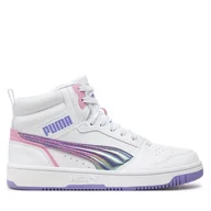 Buty dla dziewczynek - Sneakersy Puma Rebound V6 Mid Bouncy Sky Jr 398725 01 Biały - miniaturka - grafika 1