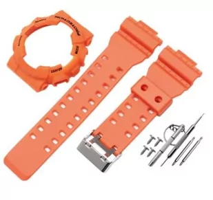 2W1 opaska pasek + etui BEZEL do Casio G-SHOCK GA-100 GA-110 GD-100 G-8900 pomarańczowa (czarny napis) - Akcesoria do smartwatchy - miniaturka - grafika 1