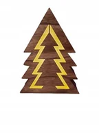 Ozdoby bożonarodzeniowe - Choinka LED drewniana 5 cm brąz - miniaturka - grafika 1