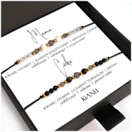 Bransoletki - Zestaw bransoletek KiANU dla Mamy i Córki Czarny Turmalin Kwarc Dymny Onyks Kryształ Górski i Kamień Księżycowy Srebro Złoto 24K Prezent na Dzień Mamy - miniaturka - grafika 1