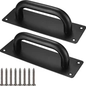 Zawiasy, okucia i inne akcesoria - Klamki do drzwi przesuwnych (czarne), uchwyty do drzwi szafkowych ze stali nierdzewnej z płytkami do stodoły, drzwi drewnianych i ogrodu. - miniaturka - grafika 1