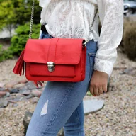 Torebki damskie - T-06 Torebka z klapką-czerwona KEMER - miniaturka - grafika 1