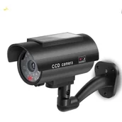 Kamery IP - Atrapa kamery monitoringowej z diodą IR i panelem solarnym CZARNY - miniaturka - grafika 1