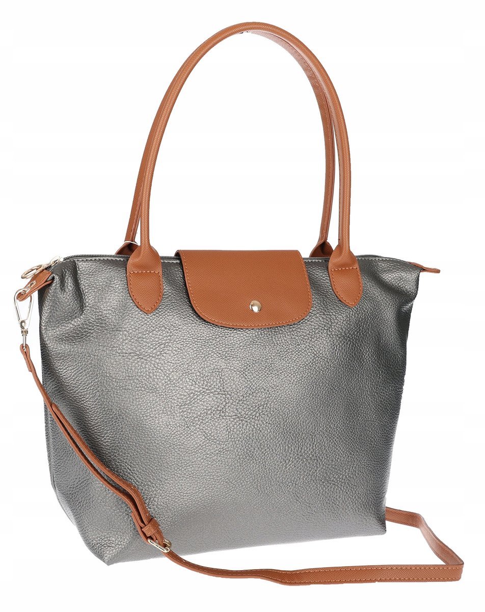 Torebka Damska Shopperka Pojemna A4 Modna Torba Listonoszka PU682 Szara