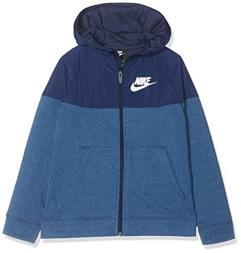 Nike bluza chłopięca B Nsw Hoodie Fz Av niebieski granatowy/biały (Midnight Navy / White) X-L