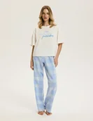 Piżamy damskie - Piżama damska Lazy Bloovii kremowy, jasny niebieski S - miniaturka - grafika 1