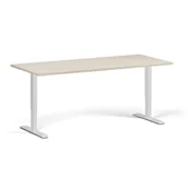Biurka - Stół z regulacją wysokości, 2 silniki, 745 - 1215 mm, blat 1800 x 800 mm, podstawa biała, brzoza - miniaturka - grafika 1