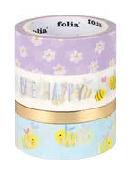 Zabawki kreatywne - Folia Taśmy klejące "Bees" ze wzorem - 4 x 5 cm - miniaturka - grafika 1