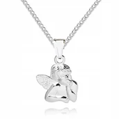 Biżuteria dla dzieci - 925 SREBRNY ŁAŃCUSZEK 40cm ANIOŁEK DEDYKACJA P3Z53 - miniaturka - grafika 1