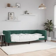Sofy i kanapy - vidaXL Sofa z funkcją spania, ciemnozielona, 80x200 cm, aksamitna - miniaturka - grafika 1