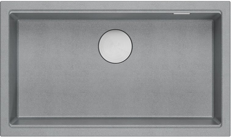 QUADRON Zlewozmywak GraniteQ LOGAN 110 silver stone 76x45x23,5 cm 1-komorowy wpuszczany z syfonem manualnym stal szlachetna+zestaw 2 noży Fiskars
