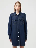 Sukienki - WRANGLER DAMSKA SUKIENKA JEANSOWA WRANGLER BALLOONSLEEVE SHIRT DRESS RINSE 112350339 - Wrangler - miniaturka - grafika 1