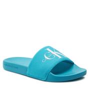 Klapki i japonki damskie - Klapki Calvin Klein Jeans Slide Monogram Co YW0YW00103 Blue Atoll/Bright White 0G8 - miniaturka - grafika 1