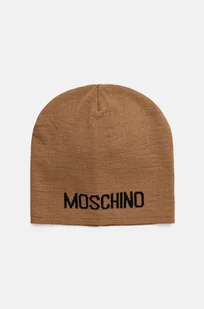 Moschino czapka z domieszką wełny kolor brązowy z cienkiej dzianiny M3132 65294 - Czapki damskie - miniaturka - grafika 1