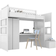 Łóżka dla dzieci i młodzieży - Łóżko na antresoli z szafą, biurkiem i schodami SIMONE S3S - miniaturka - grafika 1