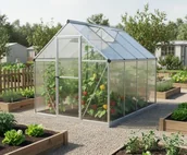 Szklarnie ogrodowe - LANITPLAST szklarnia SARANA 6x8 PC 4 mm srebrna - miniaturka - grafika 1