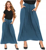 Spódnice - SPÓDNICA MAXI DAMSKA Elegancka Na Gumce z Kieszeniami Wiskozowa MORAJ S - miniaturka - grafika 1
