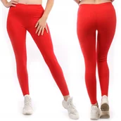 Legginsy - Legginsy damskie długie Polskie Getry Bawełniane Czerwone L - miniaturka - grafika 1