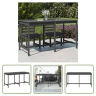 Stoły ogrodowe - The Living Store Stół ogrodowy - szary - 203 -5x90x110 cm - drewno sosnowe - Stół Ogrodowy - miniaturka - grafika 1