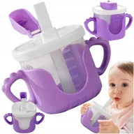 Kubki dla dzieci - KUBEK NIEKAPEK DLA DZIECKA DO PICIA SILIKONOWE UCHWYTY 300ML ZE SŁOMKĄ - miniaturka - grafika 1