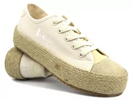 Trampki damskie - Trampki damskie z plecioną podeszwą - Lee Cooper LCW-24-31-2191L, beżowe - miniaturka - grafika 1