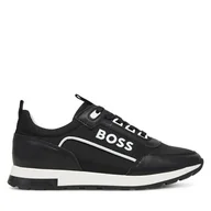 Buty dla chłopców - Sneakersy BOSS J51653 S Czarny - miniaturka - grafika 1