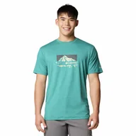 Koszulki męskie - Męska koszulka szybkoschnąca Columbia Kwick Hike Graphic Short Sleeve river blue heather - L - miniaturka - grafika 1