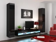 Meblościanki - Cama Meble Zestaw VIGO NEW 4 czarny/czarny połysk - miniaturka - grafika 1