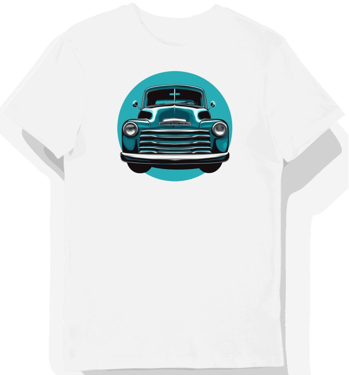 Koszulka męska biała z grafiką klasycznych ciężarówek i aut XL