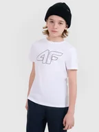 Koszulki dla chłopców - 4F T-shirt z nadrukiem chłopięcy - biały 122 (6-7 lat) - miniaturka - grafika 1