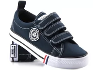 Buty dla dziewczynek - Trampki dziecięce, młodzieżowe na rzepy - AMERICAN CLUB LH 71/22 / LH 59/22 LH 60/22, granatowe - miniaturka - grafika 1