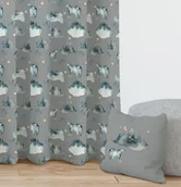 Firany i zasłony dla dzieci - Zasłona akwarelowe niedźwiedzie nocą, szara, 150x230cm - miniaturka - grafika 1