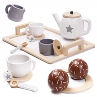 Zabawki AGD - Serwis kawowy drewniany zestaw naczyń dla 2 osób KX6279 - miniaturka - grafika 1
