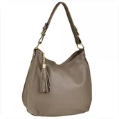 Torebki damskie - Duża torebka shopper skóra naturalna włoska taupe - miniaturka - grafika 1