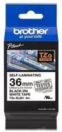 Taśmy do drukarek barwiące - Taśma Brother samolaminująca 36mm x 8m czarny nadruk/białe tło - miniaturka - grafika 1