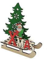 Ozdoby bożonarodzeniowe - Bałwanek drewniany na saniach 20x18cm - miniaturka - grafika 1