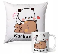 Gadżety dla niej i dla niego - ZESTAW PODUSZKA + KUBEK Prezent BUBU DUDU WALENTYNKI MISIE + IMIĘ 32 - miniaturka - grafika 1