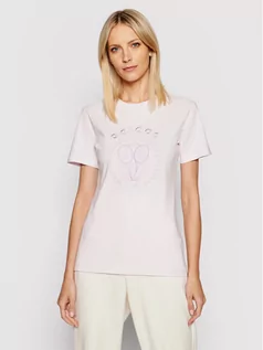 Koszulki i topy damskie - Adidas T-Shirt Tennis Luxe Graphic H56456 Różowy Regular Fit - grafika 1