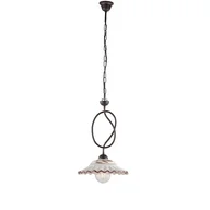 Lampy sufitowe - Żyrandol Bistrot z czarnego lakierowanego żelaza z dekoracją z efektem rdzy z ceramicznym dyfuzorem śr. 30 biały i brązowy 1 światło 105 Ø30 - miniaturka - grafika 1