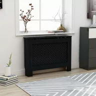Akcesoria grzewcze - vidaXL Osłona na kaloryfer, czarna, 112x19x81 cm, MDF - miniaturka - grafika 1