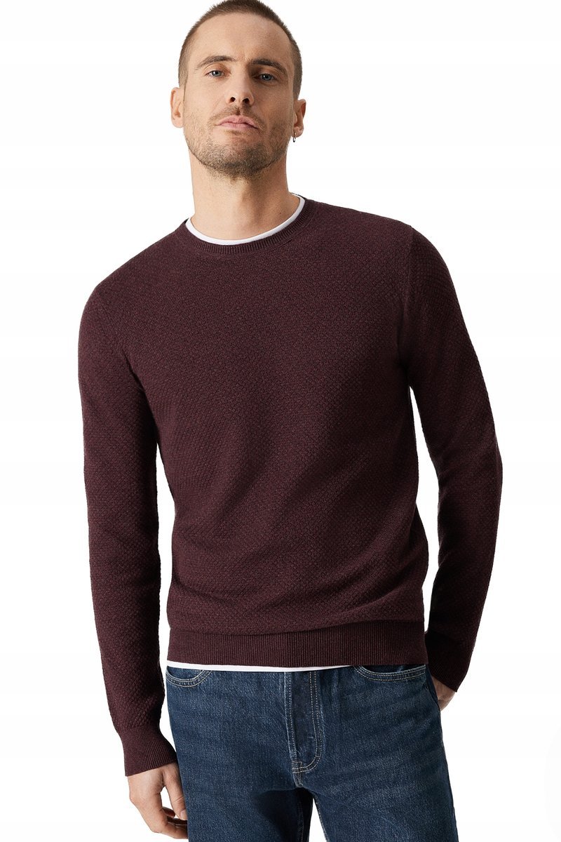 Sweter Męski Bordowy Bawełniany O-neck Próchnik PM17 XL