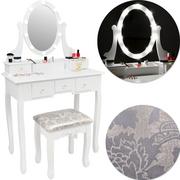 Toaletki - Toaletka kosmetyczna z lustrem LED i taboretem Funfit Home&Office - miniaturka - grafika 1
