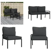 Fotele i krzesła ogrodowe - vidaXL Krzesła ogrodowe z szarymi poduszkami 2 szt. 62x75x79 cm stalowe - krzesło ogrodowe - krzesła ogrodowe - krzesło zewnętrzne - krzesło tarasowe - miniaturka - grafika 1