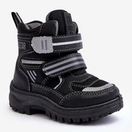 Buty dla dziewczynek - Dziecięce Ocieplane Śniegowce Na Rzepy Czarne Big Star MM374129 - miniaturka - grafika 1