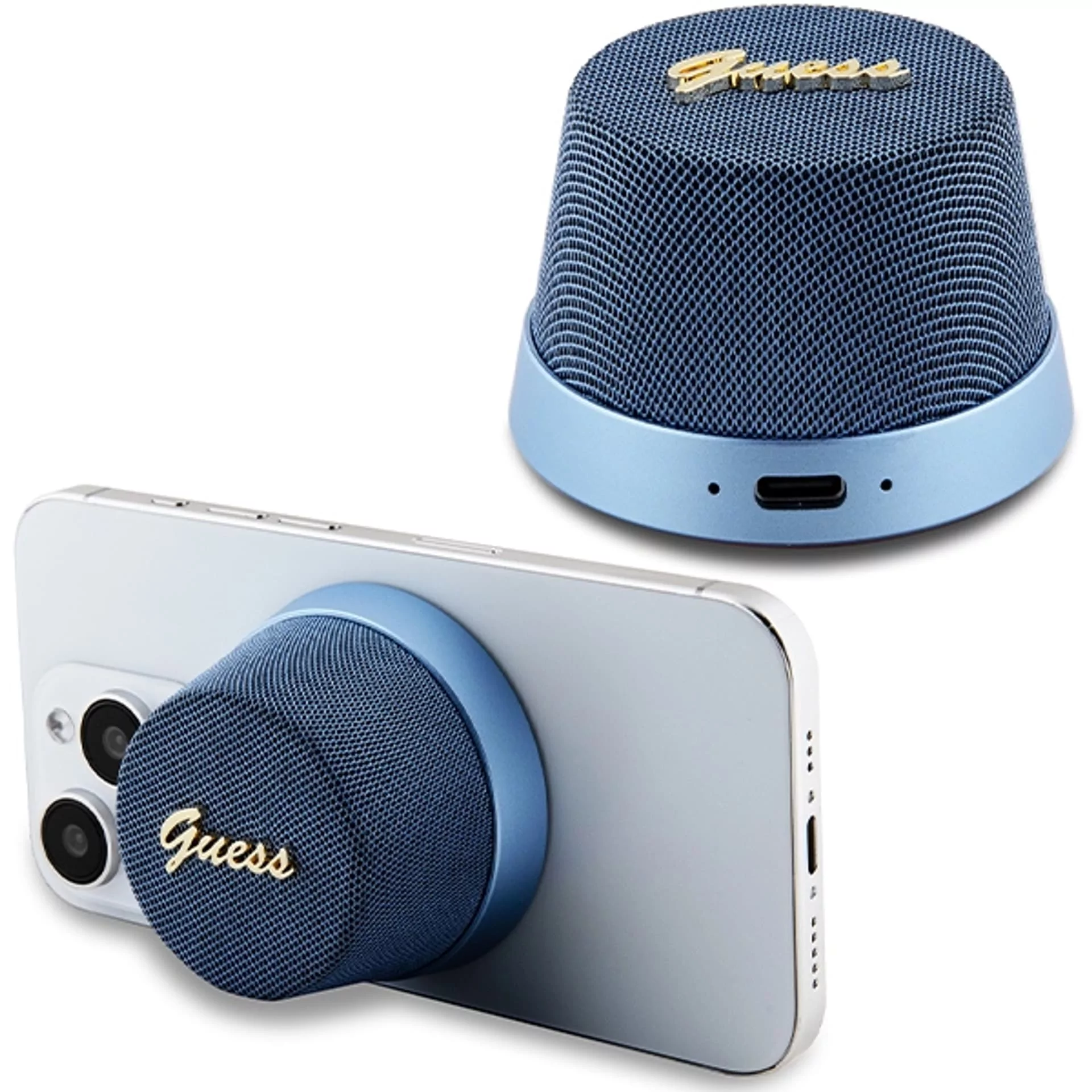 Guess głośnik Bluetooth GUWSC3ALSMB Speaker Stand niebieski/blue Magnetic Script Metal