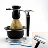 Maszynki do golenia i wkłady - The Double Edged Razor Pack Black Zestaw do Golenia Brody Maszynka Pędzel  Miseczka i Stojak - miniaturka - grafika 1