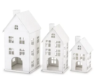 Dekoracja Domek  Kpl. 3 Szt. Świąteczna Figurka - Ozdoby bożonarodzeniowe - miniaturka - grafika 1