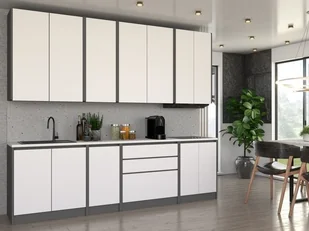 Meble Kuchenne Nowoczesne Marocco Modułowa 2.6m Czarny Mat Biały Połysk - Meble kuchenne - miniaturka - grafika 1