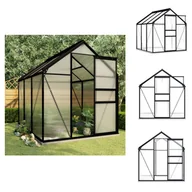 Szklarnie ogrodowe - vidaXL Szklarnia z podmurówką antracyt aluminium 3,61 m² - Szklarnie - miniaturka - grafika 1